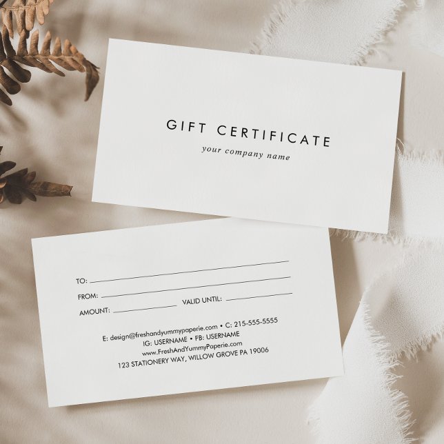 Chic Typography Business Gift Certificate (Creator Uploaded)
