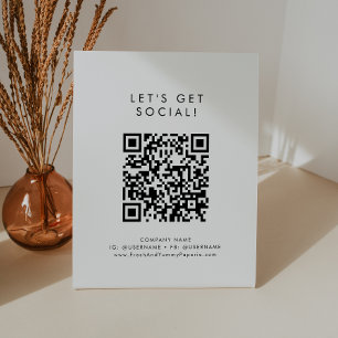 Chic Typography Business Let's Get Social Media Pedestal Sign