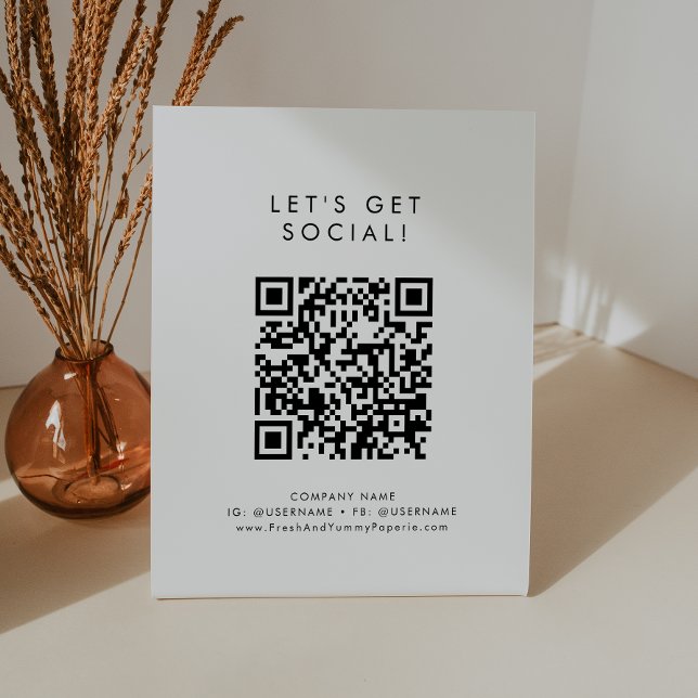 Chic Typography Business Let's Get Social Media Pedestal Sign (Creator Uploaded)