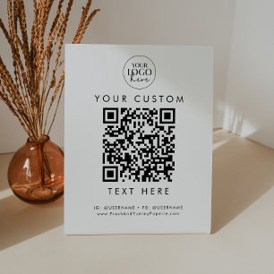 Chic Typography Business Logo Custom QR Code Pedestal Sign