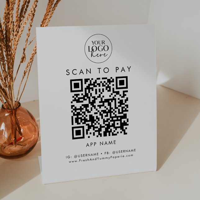 Chic Typography Business Logo Scan To Pay Pedestal Sign (Creator Uploaded)