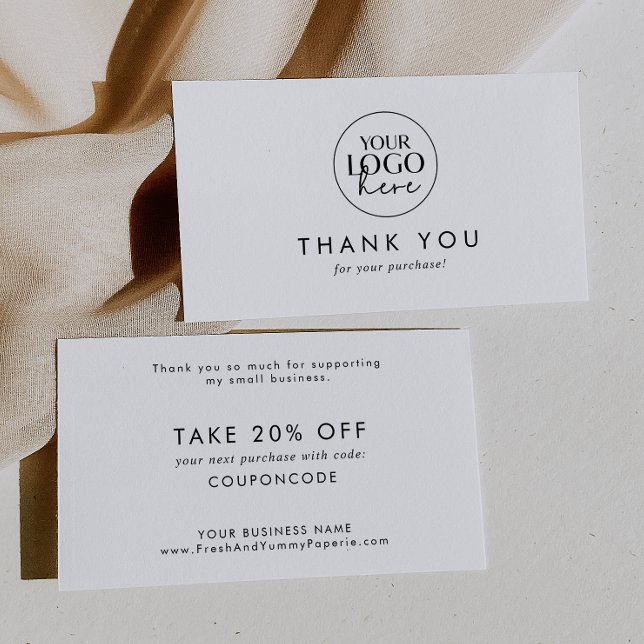 Chic Typography Business Logo Thank You Discount Card (Creator Uploaded)