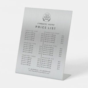 Chic Typography Business Services Price List Pedestal Sign