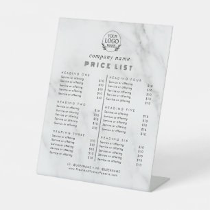 Chic Typography Business Services Price List Pedestal Sign