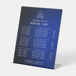 Chic Typography Business Services Price List Pedestal Sign