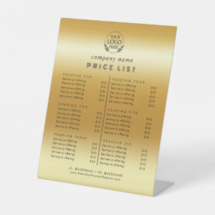 Chic Typography Business Services Price List Pedestal Sign