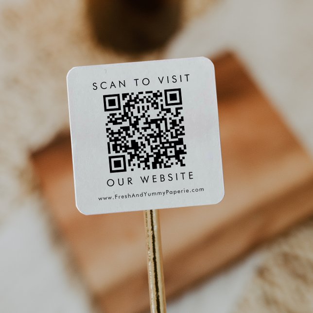 Chic Typography Business Wedding Website QR Code Square Sticker (Creator Uploaded)