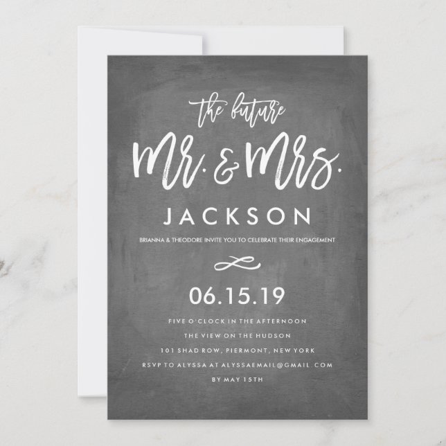 Chic Typography Chalkboard Engagement Party Invitation (Front)