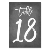 Chic Typography Chalkboard Table Number | Table 18
