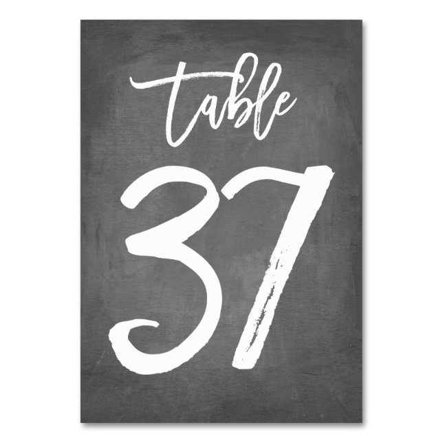 Chic Typography Chalkboard Table Number | Table 37 (Front)