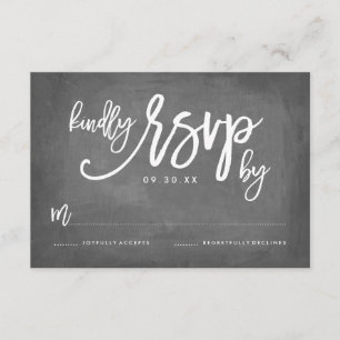 Chic Typography Chalkboard Wedding RSVP Card
