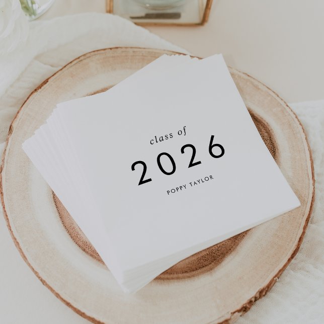 Chic Typography Class of 2024 Graduation Napkin (Chic Typography Class of 2026 Graduation Napkins)