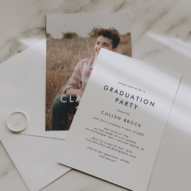 Chic Typography Class of 2024 Photo Graduation Invitation (Creator Uploaded)