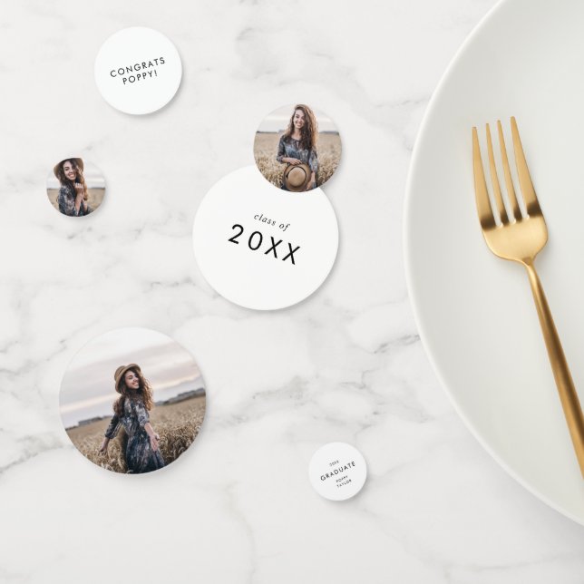 Chic Typography Congrats Grad Graduation Photo Confetti (Group)