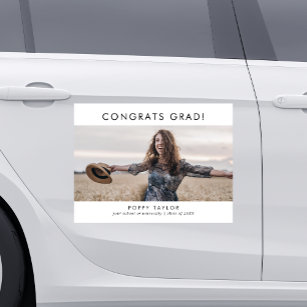 Chic Typography Congrats Grad Photo Car Magnet