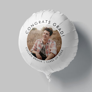 Chic Typography Congrats Grad Photo Graduation Balloon