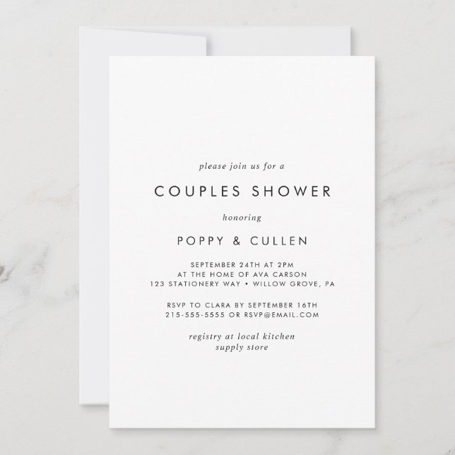 Chic Typography Couples Shower Invitation (Front)