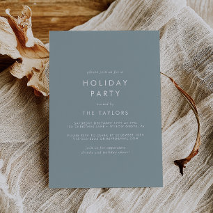 Chic Typography   Dusty Blue Holiday Party Invitation