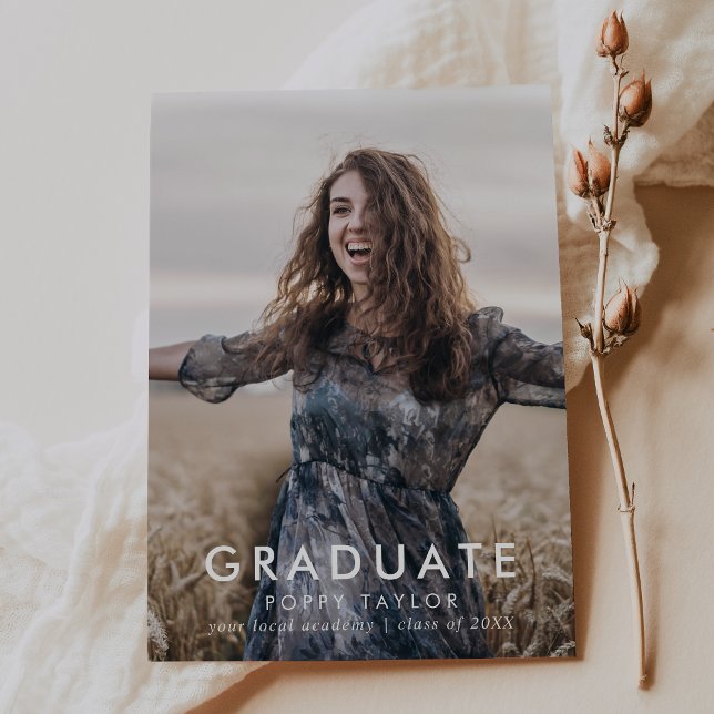 Chic Typography Graduate Photo Graduation Announcement (Creator Uploaded)