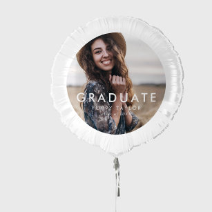 Chic Typography Graduate Photo Graduation Party Balloon