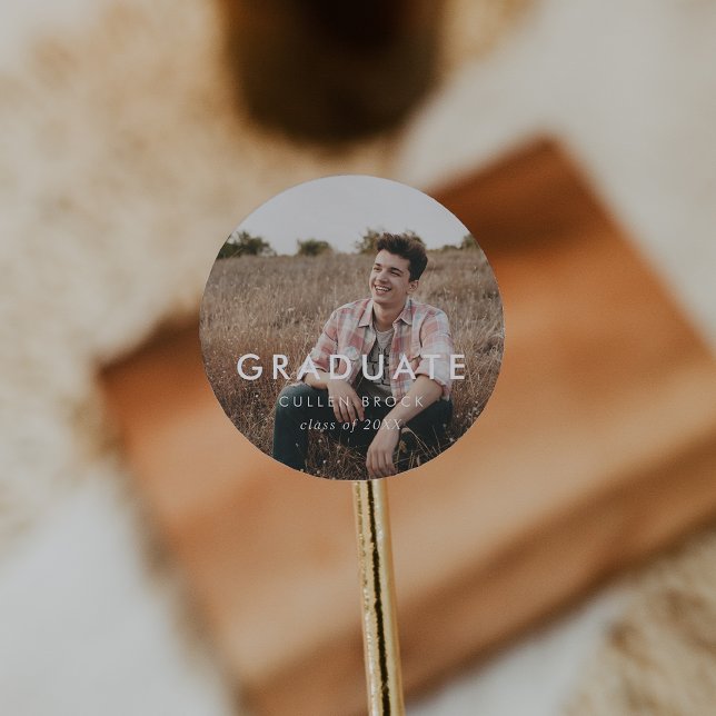 Chic Typography Graduate Photo Graduation Sticker (Creator Uploaded)
