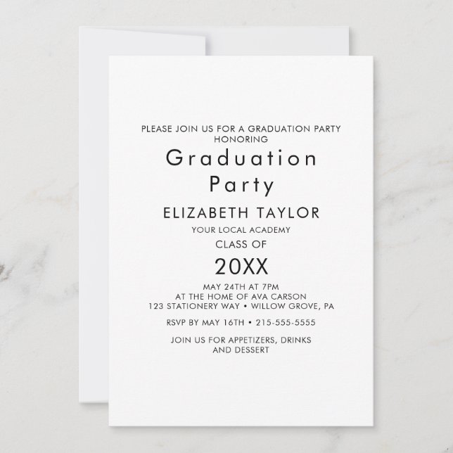 Chic Typography Graduation Party Invitation (Front)