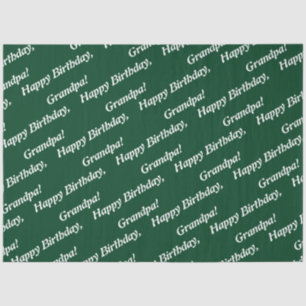 Chic Typography Green Happy Birthday, Grandpa! Tissue Paper