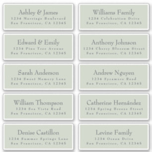 Chic Typography Green Wedding Guest Address Labels