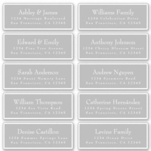 Chic Typography Grey Wedding Guest Address Labels