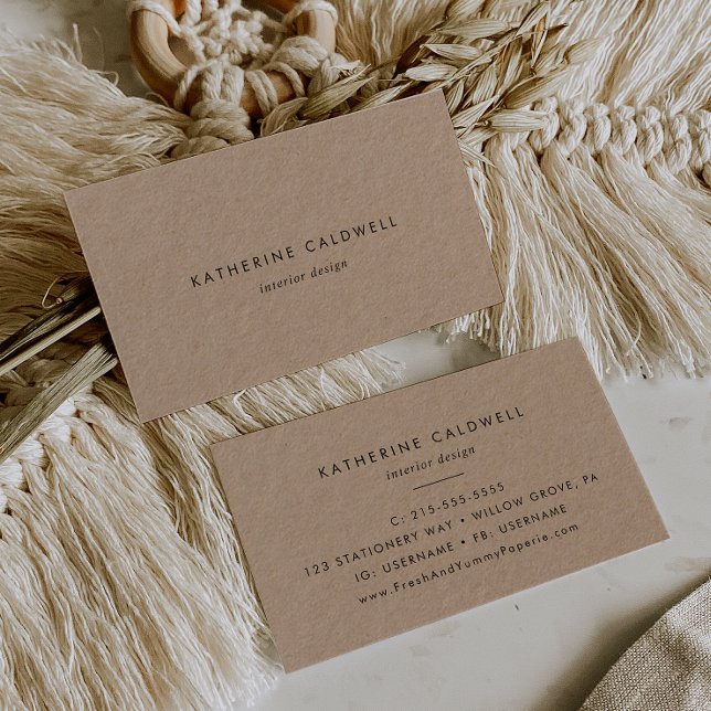 Chic Typography Kraft Paper Business Card (Creator Uploaded)