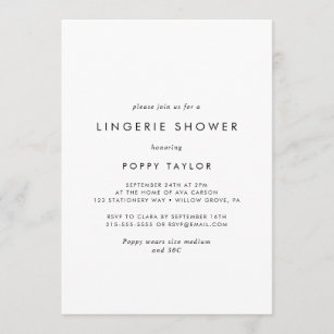 Chic Typography Lingerie Shower Invitation
