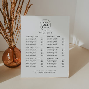 Chic Typography Logo Business Price List Pedestal Sign