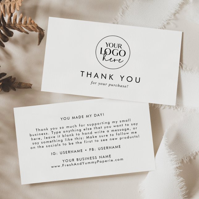 Chic Typography Logo Business Thank You Card (Creator Uploaded)