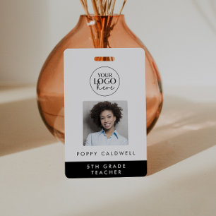 Chic Typography Logo Photo Employee or Teacher ID ID Badge
