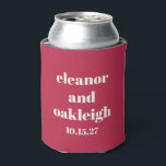 Chic Typography Magenta Red Ivory Custom Wedding Can Cooler<br><div class="desc">Bold Chic Typography Magenta Red Ivory Modern Custom Wedding Can Cooler</div>