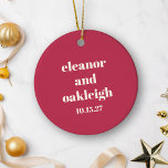 Chic Typography Magenta Red Ivory Custom Wedding Ceramic Ornament<br><div class="desc">Bold Chic Typography Magenta Red Ivory Modern Custom Wedding Ceramic Ornament</div>