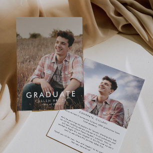 Chic Typography Message and Photo Graduation Announcement