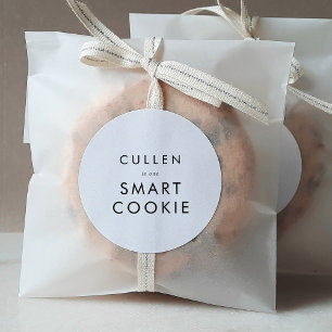 Chic Typography One Smart Cookie Graduation Favour Classic Round Sticker