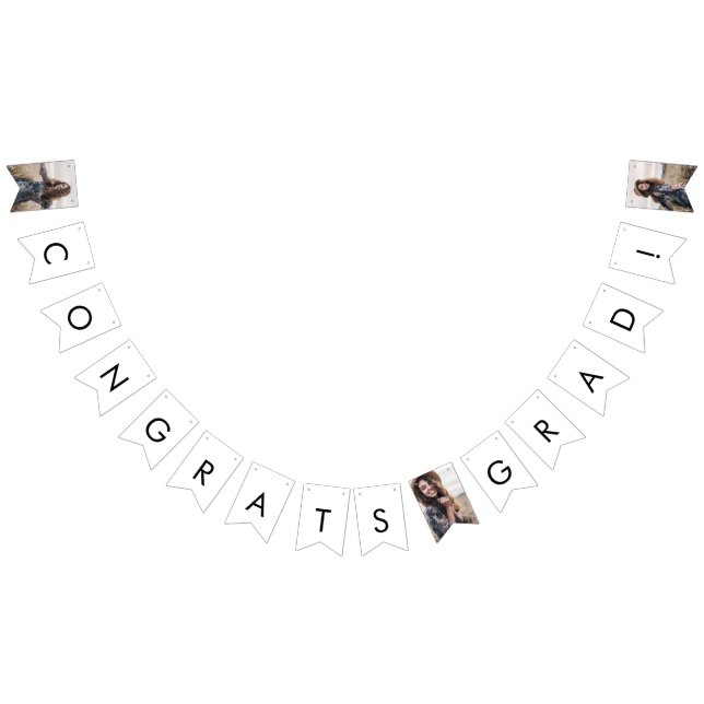 Chic Typography Photo Congrats Grad Graduation Bunting (All)