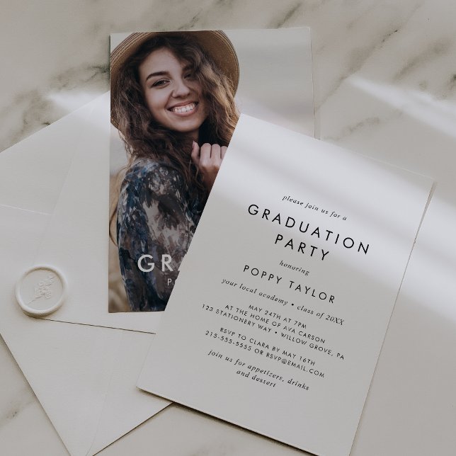 Chic Typography Photo Graduation Party Invitation (Creator Uploaded)
