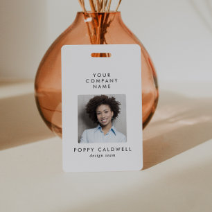 Chic Typography Photo QR Code Small Business ID Badge