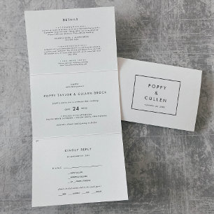 Chic Typography Photo Wedding All In One Tri-Fold Invitation