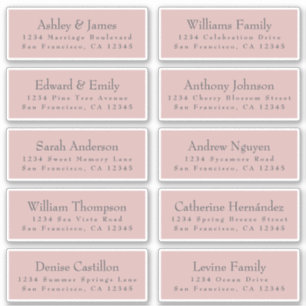 Chic Typography Pink Wedding Guest Address Labels