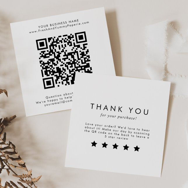 Chic Typography QR Code Leave A Review Square Business Card (Creator Uploaded)
