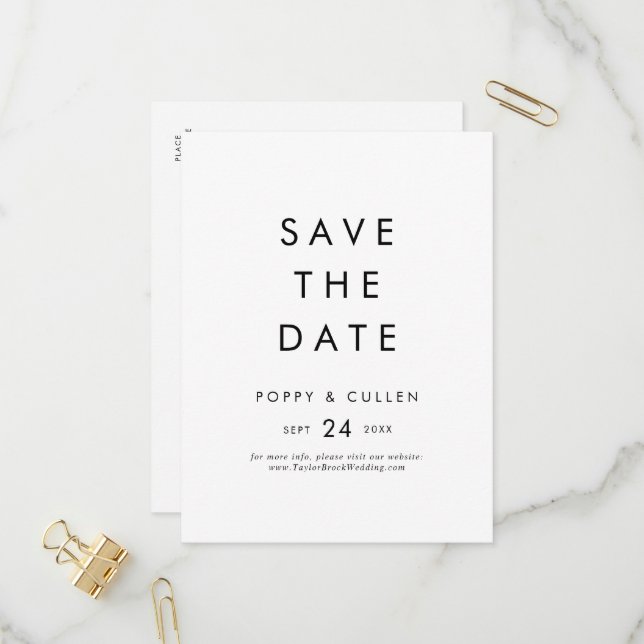 Chic Typography Save the Date Invitation Postcard (Front/Back In Situ)