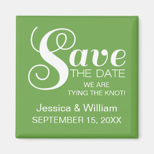 Chic Typography Save the Date Magnet, Green Magnet