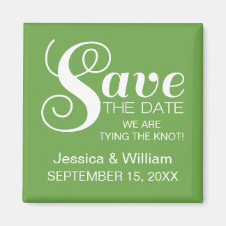 Chic Typography Save the Date Magnet, Green Magnet