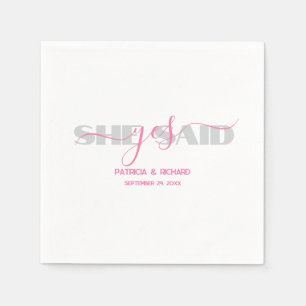 Chic Typography She Said Yes Paper Napkin