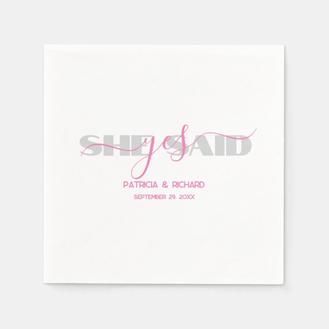 Chic Typography She Said Yes Paper Napkin (Front)