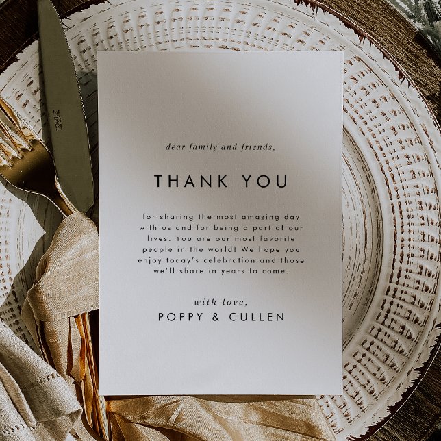 Chic Typography Thank You Reception Card (Chic Typography Thank You Reception Card)